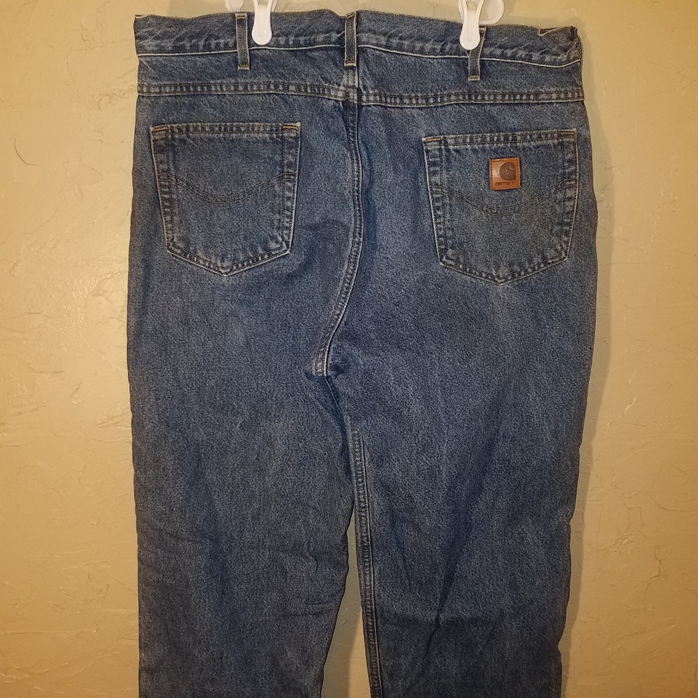 Carhartt Flannel Lined 38x34 Med Wash Blue Jeans
